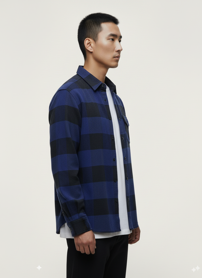 Men's Flannel Buffalo Plaid Shirt - Blue