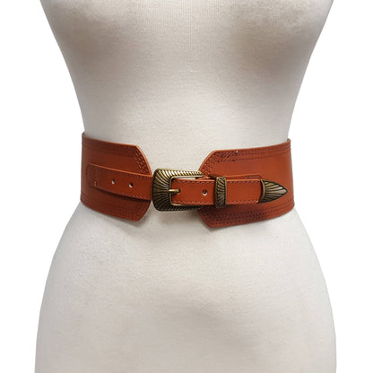 Wide Width Contour Waist Belt w/ Western Buckle Set - Tan / L