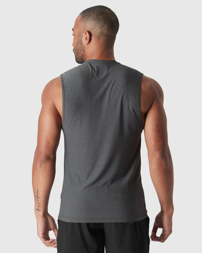 Active Sleeveless Muscle Tank - Charcoal Heather Gray
