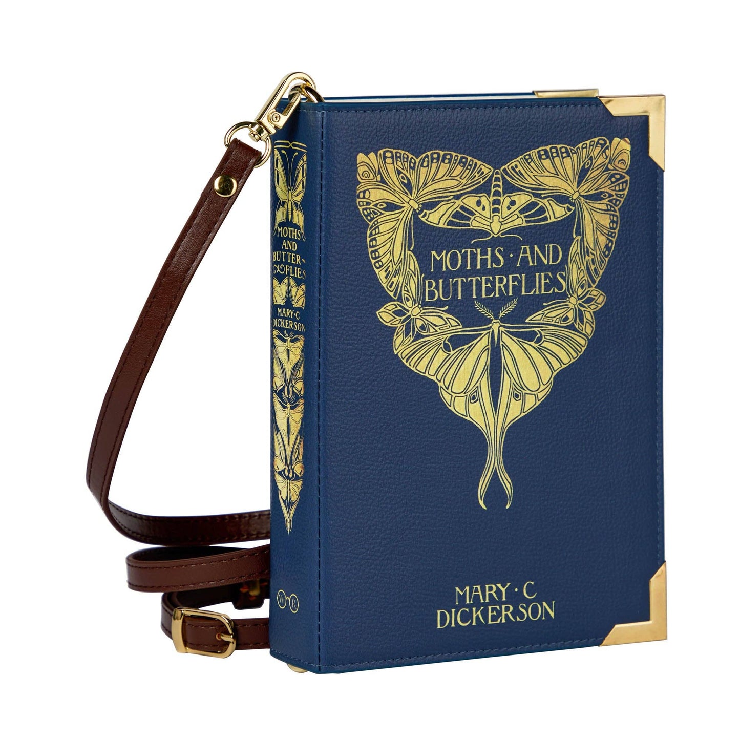 Moths and Butterflies Book Handbag Crossbody Purse - Large