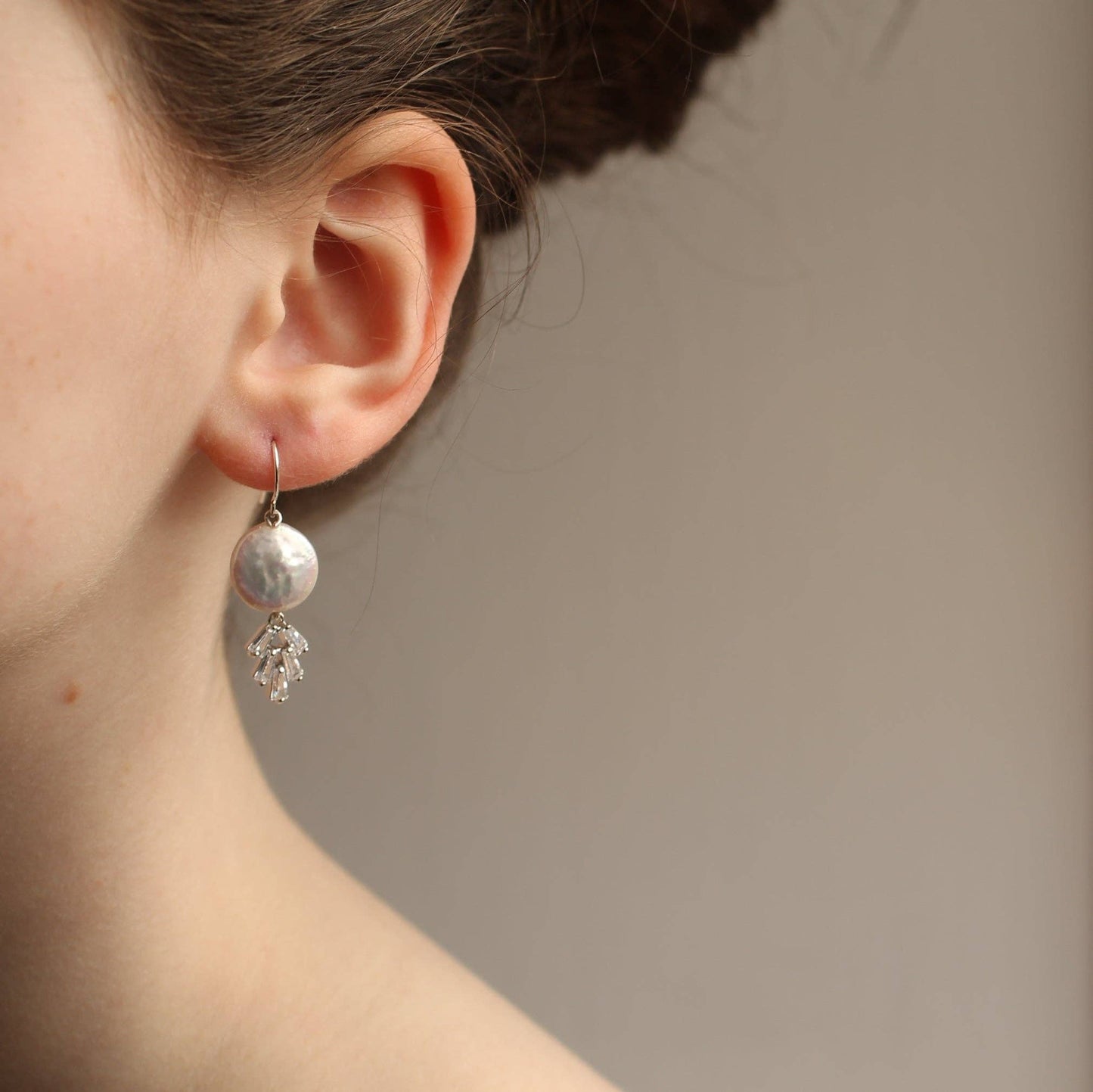 Silver Art Deco Pearl Earrings