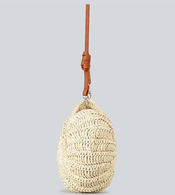 Vacation seaside conch straw crossbody bag - Offwhite