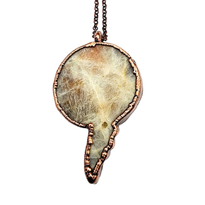 Carved Sunstone Moonstone Celestial Moon Goddess Necklace