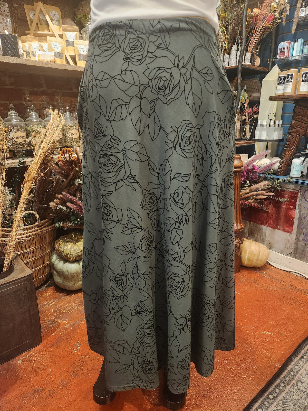 Saga Cotton Floral Emobroidered Skirt