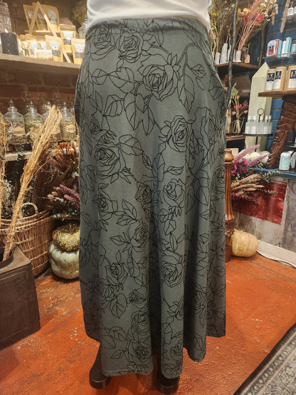 Saga Cotton Floral Emobroidered Skirt