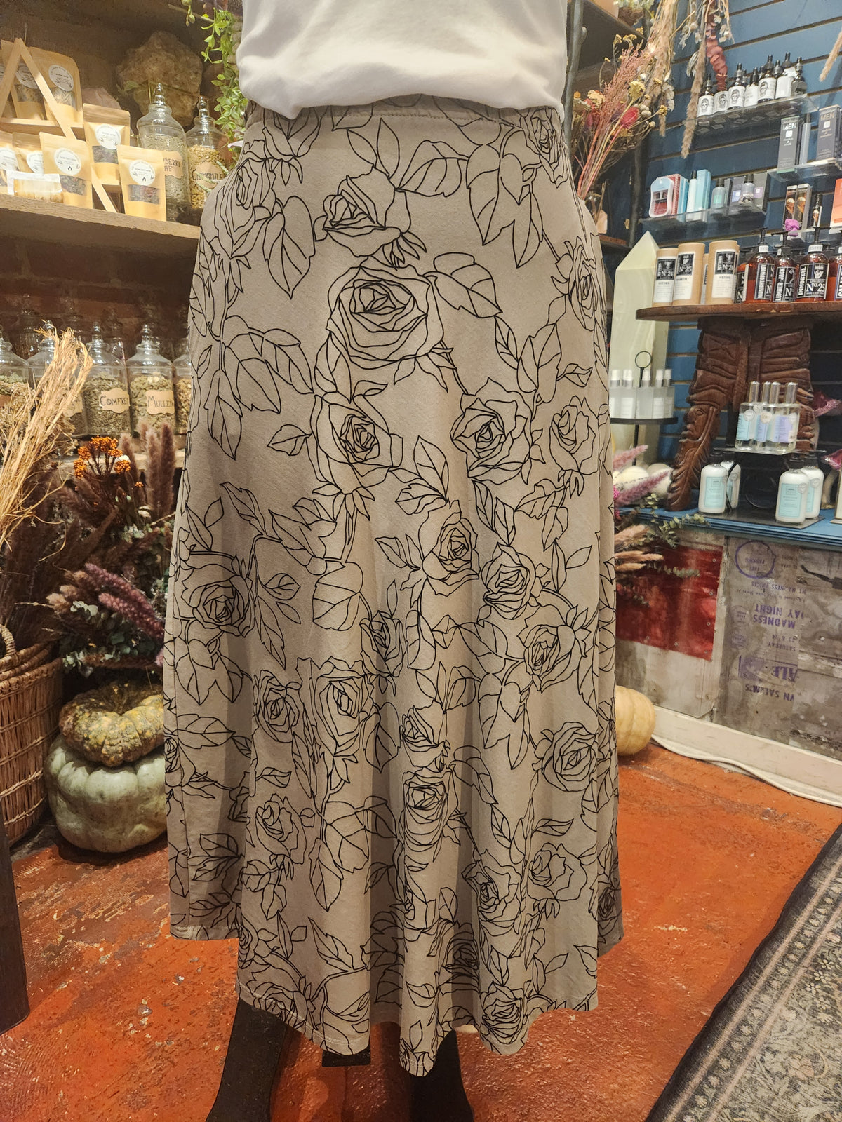 Saga Cotton Floral Emobroidered Skirt