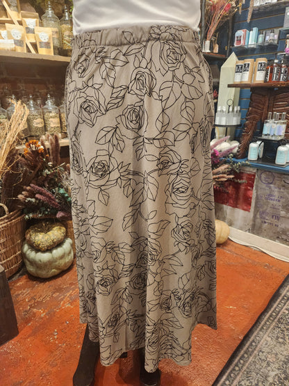 Saga Cotton Floral Emobroidered Skirt