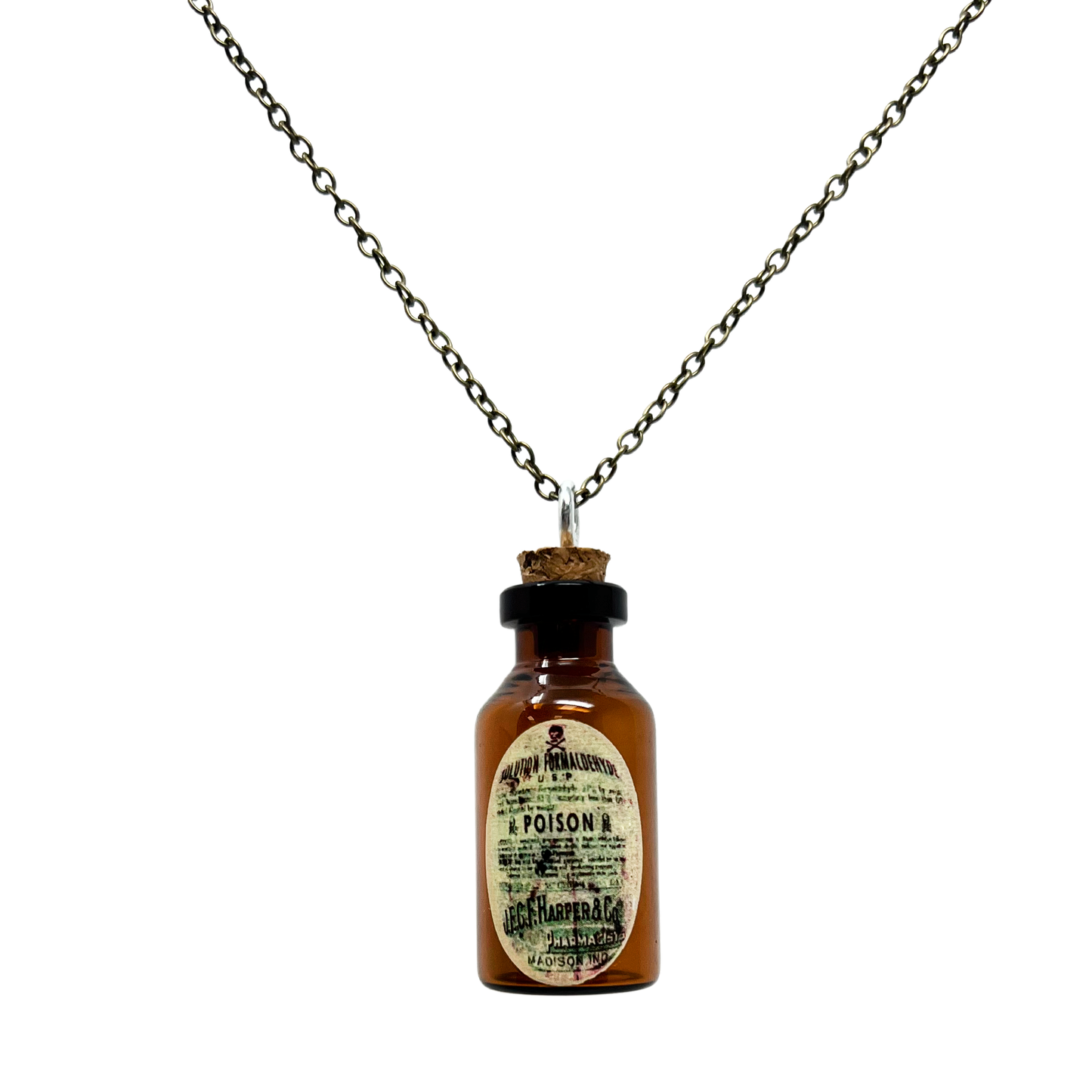 Apothecary Glass Bottle Necklace - Green Poison