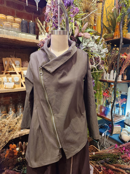 Overlapping Zip Front Top