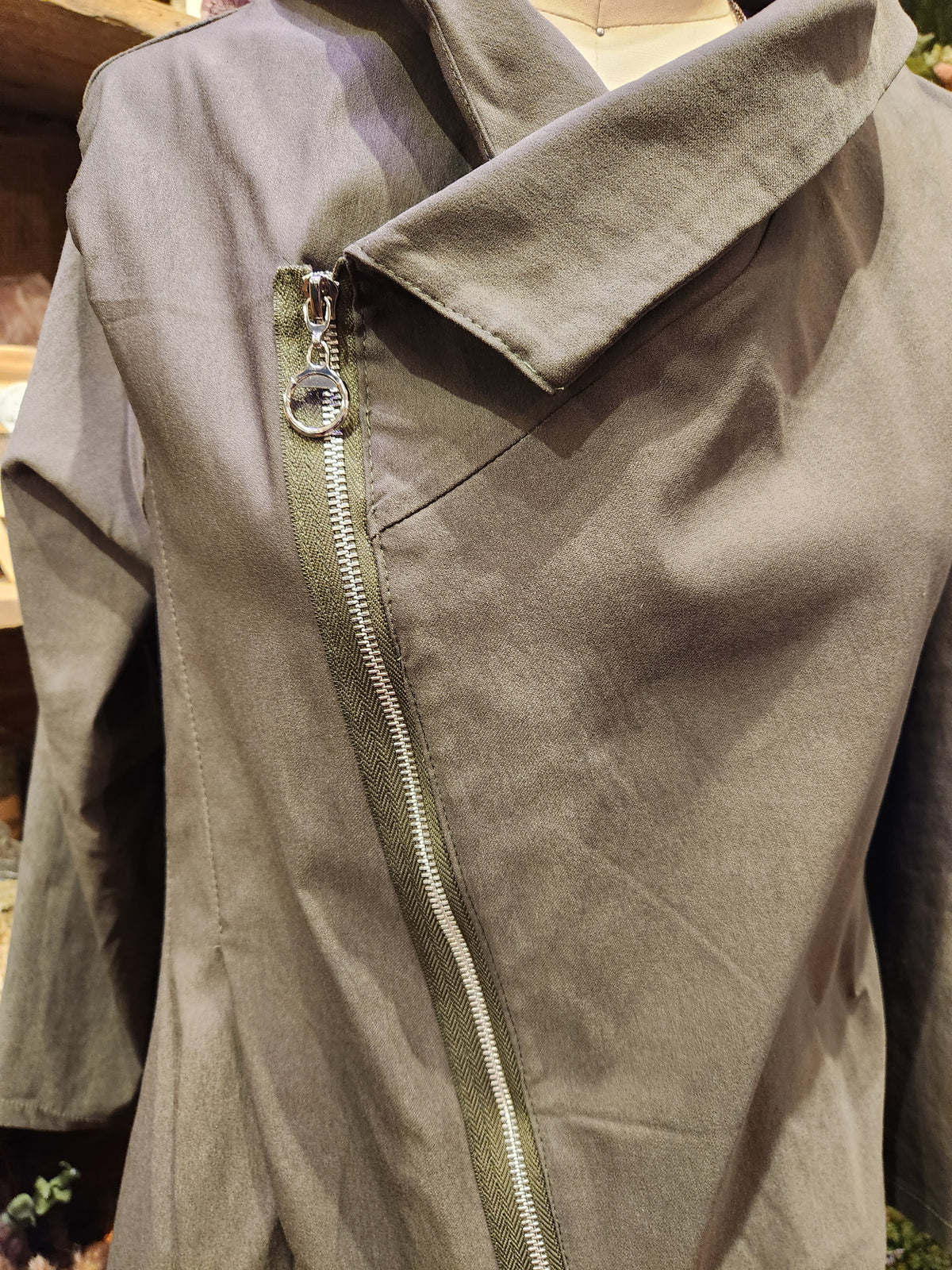 Overlapping Zip Front Top