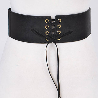 Corset Belt With Ribbon Detail - Black