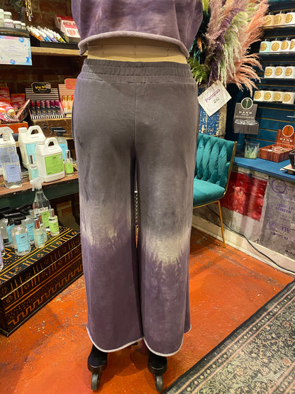 Custom Dyed Wide Leg Sweats - Purple Sky