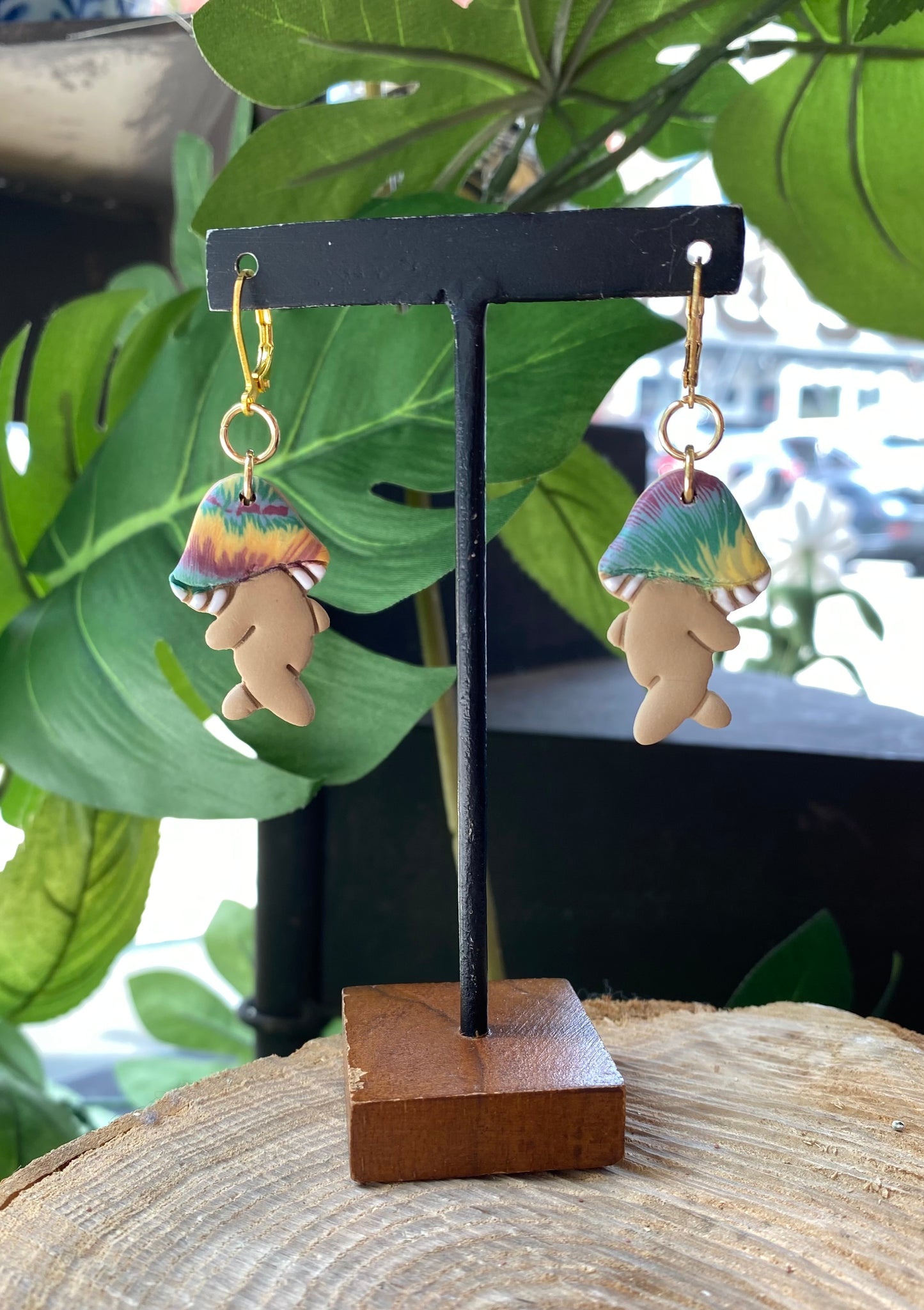 Tie Dye Mushie Dangles *E38