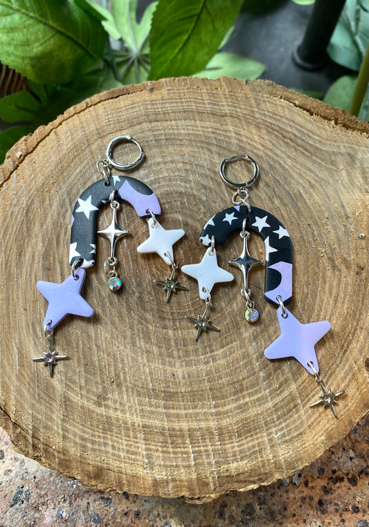 Dreamy Star Dangles - Black/Purple *E30
