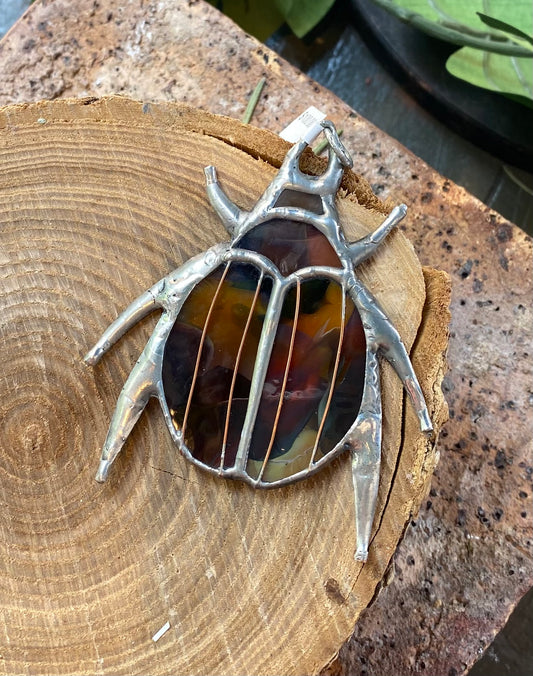Brown Beetle Glass Pendant - KC03*