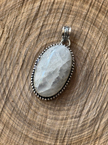 Oval Rainbow Moonstone Pendant