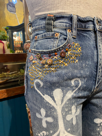 Embroidered Dreams Daze High Rise Wide Leg Jean - Savannah Pedersen*