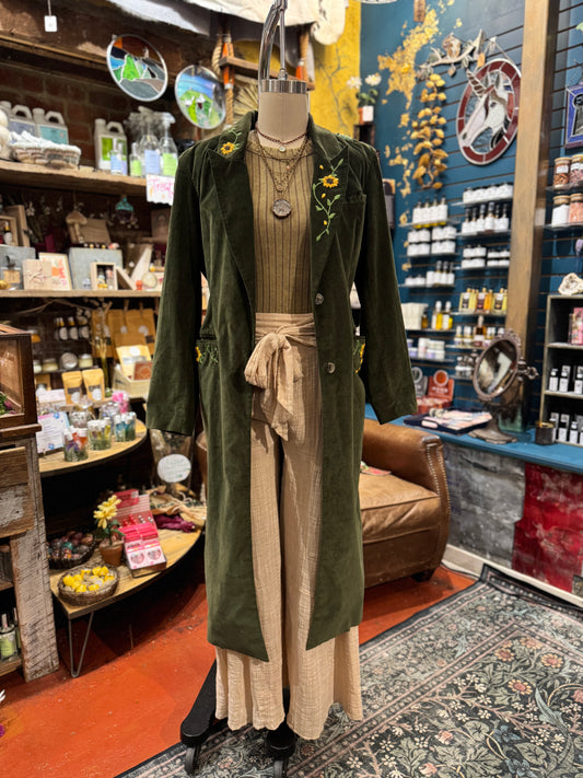 Sunflower Field Free People Green Velvet Duster - Tori Melson*