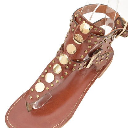 Rhea Chestnut Brown Leather Sandals