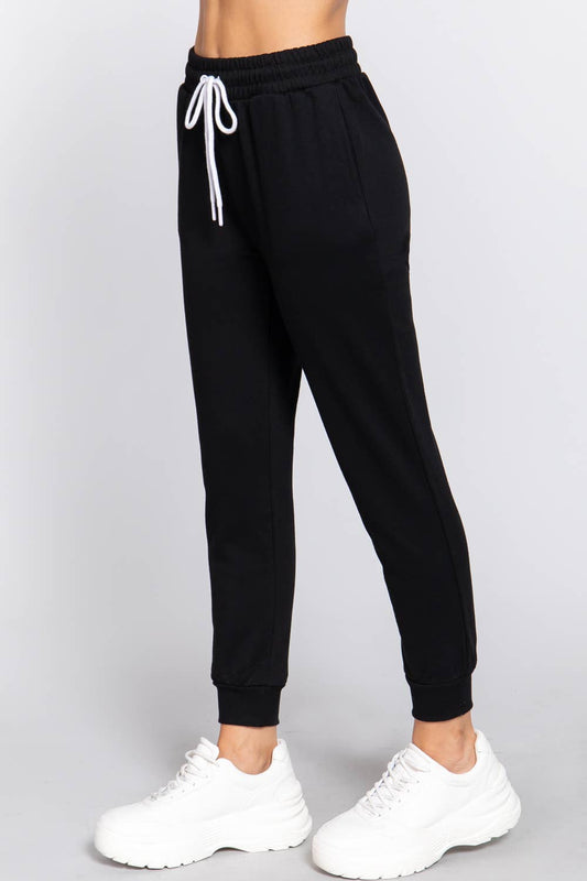 French Terry Capri  Fitted Joggers - Black