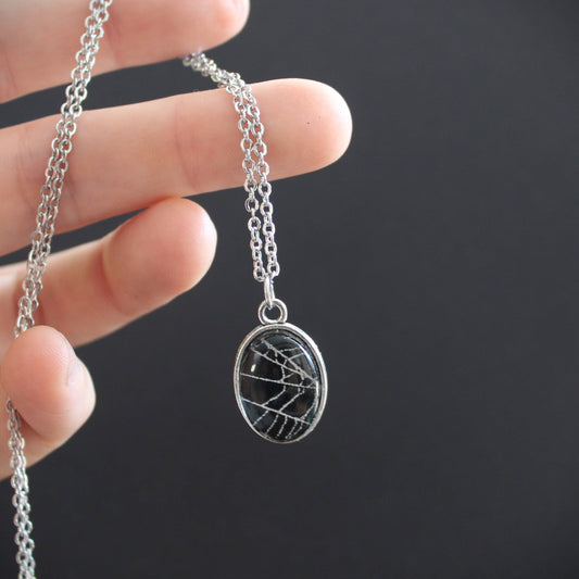 Mini Real Spider Web Necklace - Stainless Steel