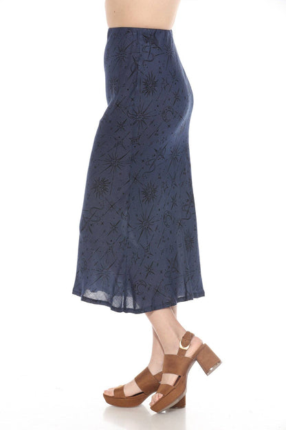 Celestial Bias Cut Skirt - Navy