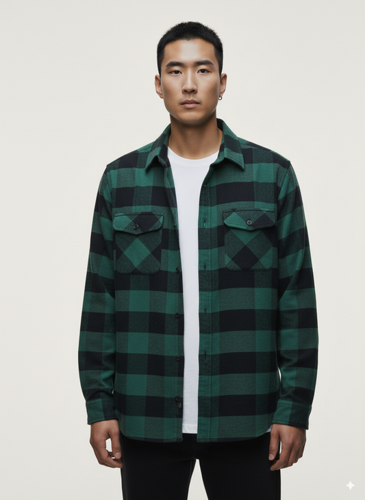 Men's Flannel Buffalo Plaid Shirt - Green