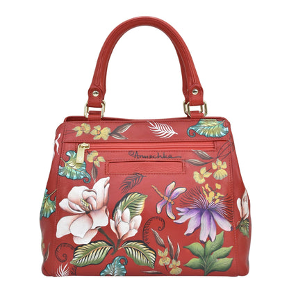 Hand-painted Leather Multi-Compartment Satchel