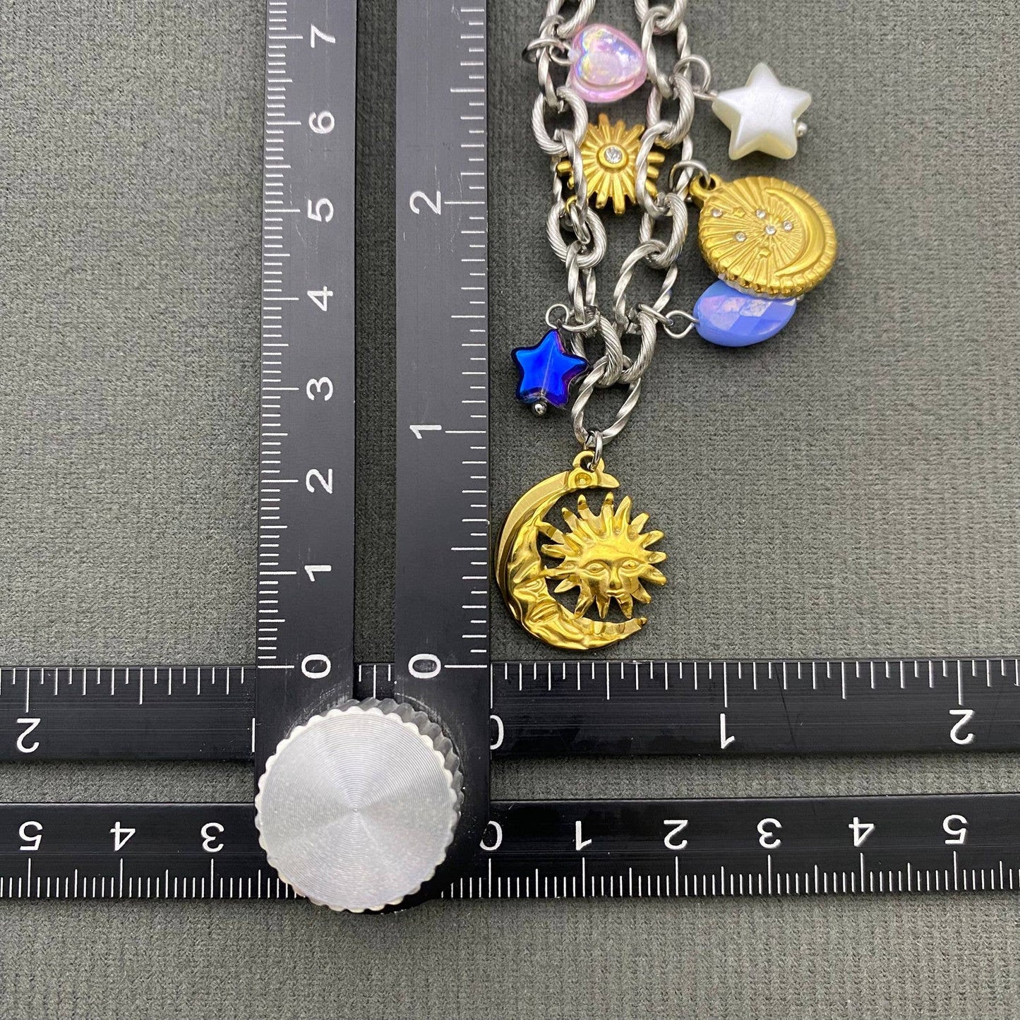 18K Gold Plated S.Steel Sun Moon Star Charm Bracelet