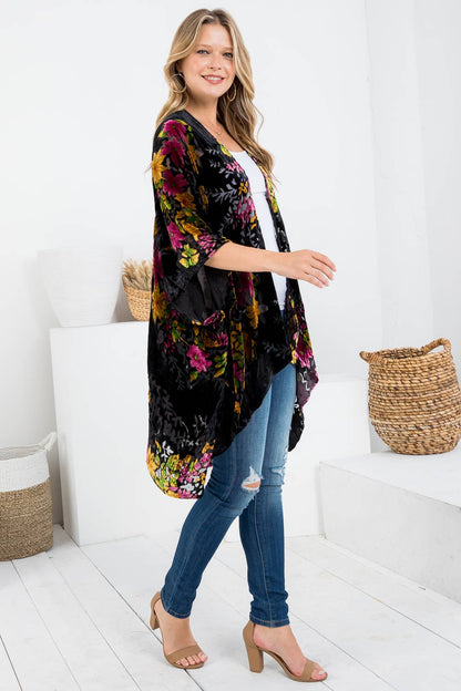 Vintage Floral Print Kimono