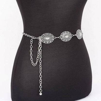 Lace Pattern Medallion Chain Belt - ATS