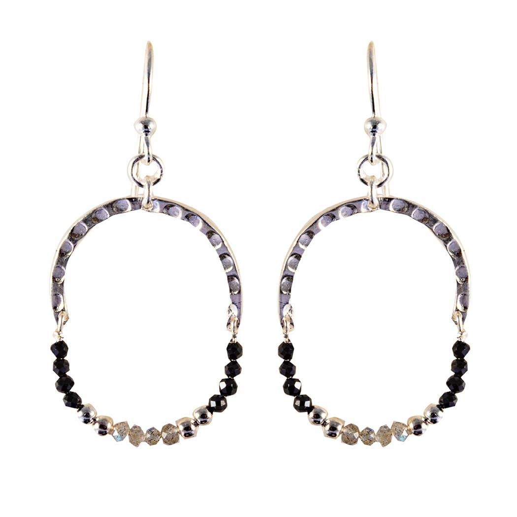 Eclipse Onyx & Labradorite Sterling Dangle Earrings