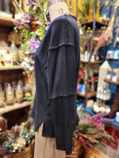 French Terry Raw V-Neck