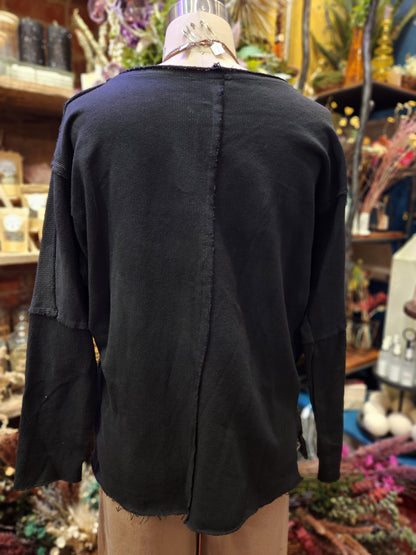 French Terry Raw V-Neck