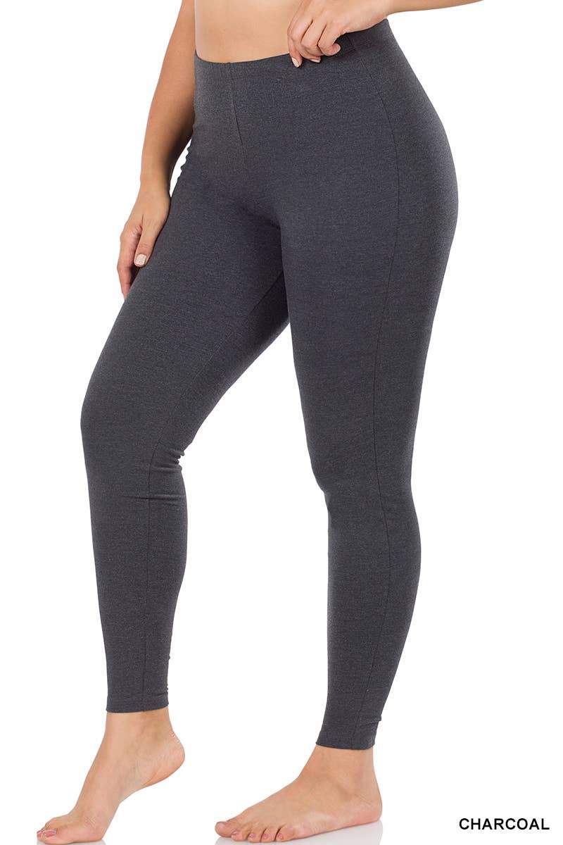 Plus Better Cotton Full Length Leggings - Charcoal