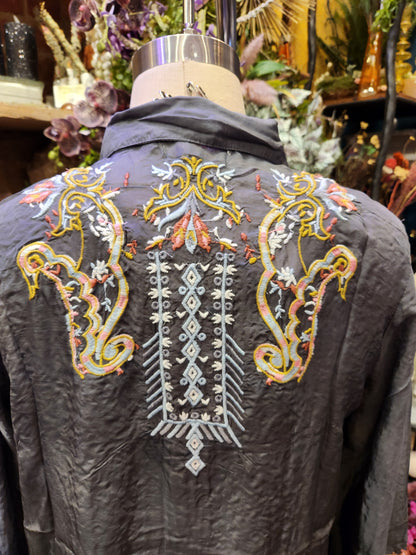 Button Up Embroidered Blouse
