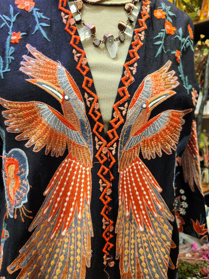 Embroidered Bird Duster