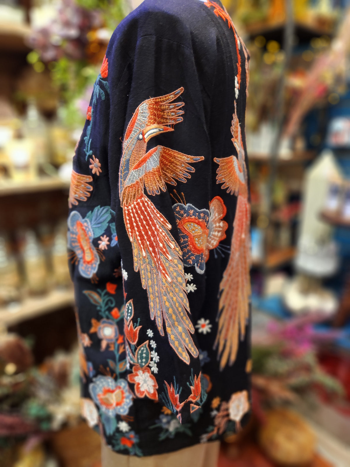 Embroidered Bird Duster