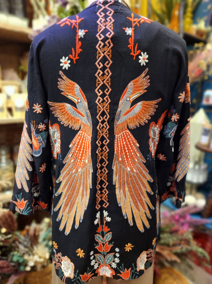 Embroidered Bird Duster