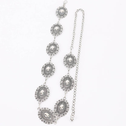 Lace Pattern Medallion Chain Belt - ATS