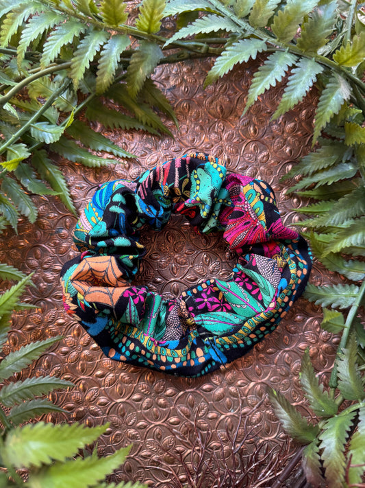 Colorful Flower / Black Scrunchie #SS28 (3)*