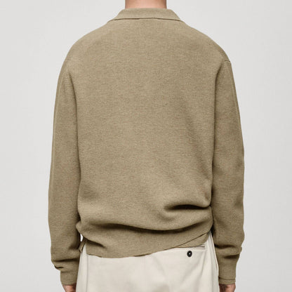 Men's Casual Knit Cardigan Sweater - Khaki
