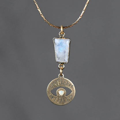 Eye & Semi Precious Moonstone Necklace