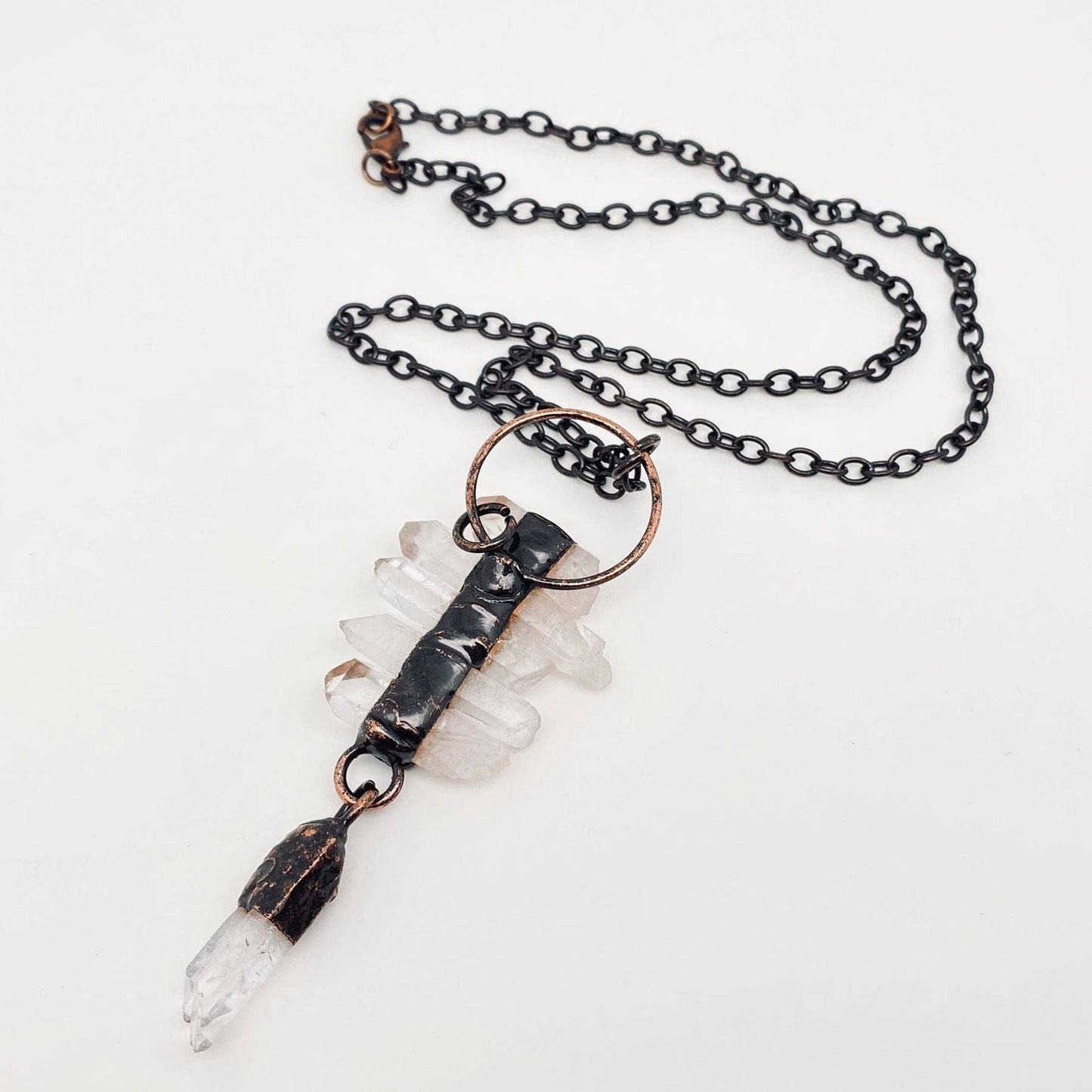 Hexagonal Irregular White Crystal Pendant Necklace - CS