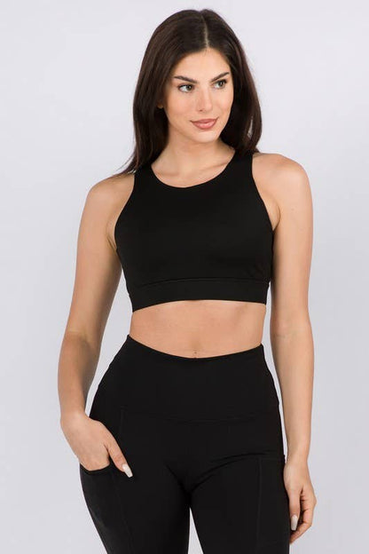 Lattice Back Activewear Sports Bra - Black