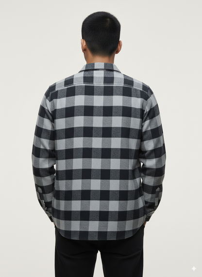 Men's Flannel Buffalo Plaid Shirt - Gray