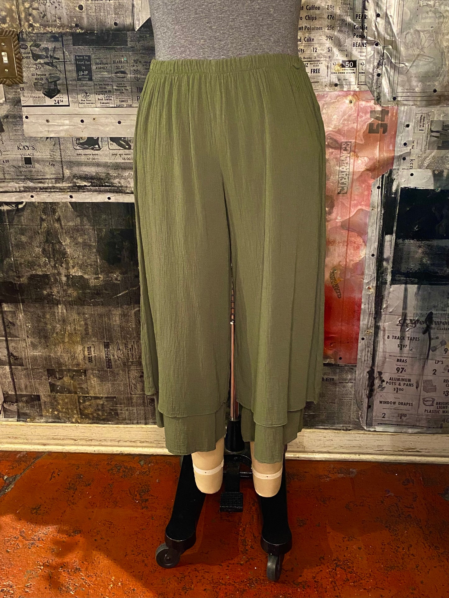 Crop Layered Pant - Frond