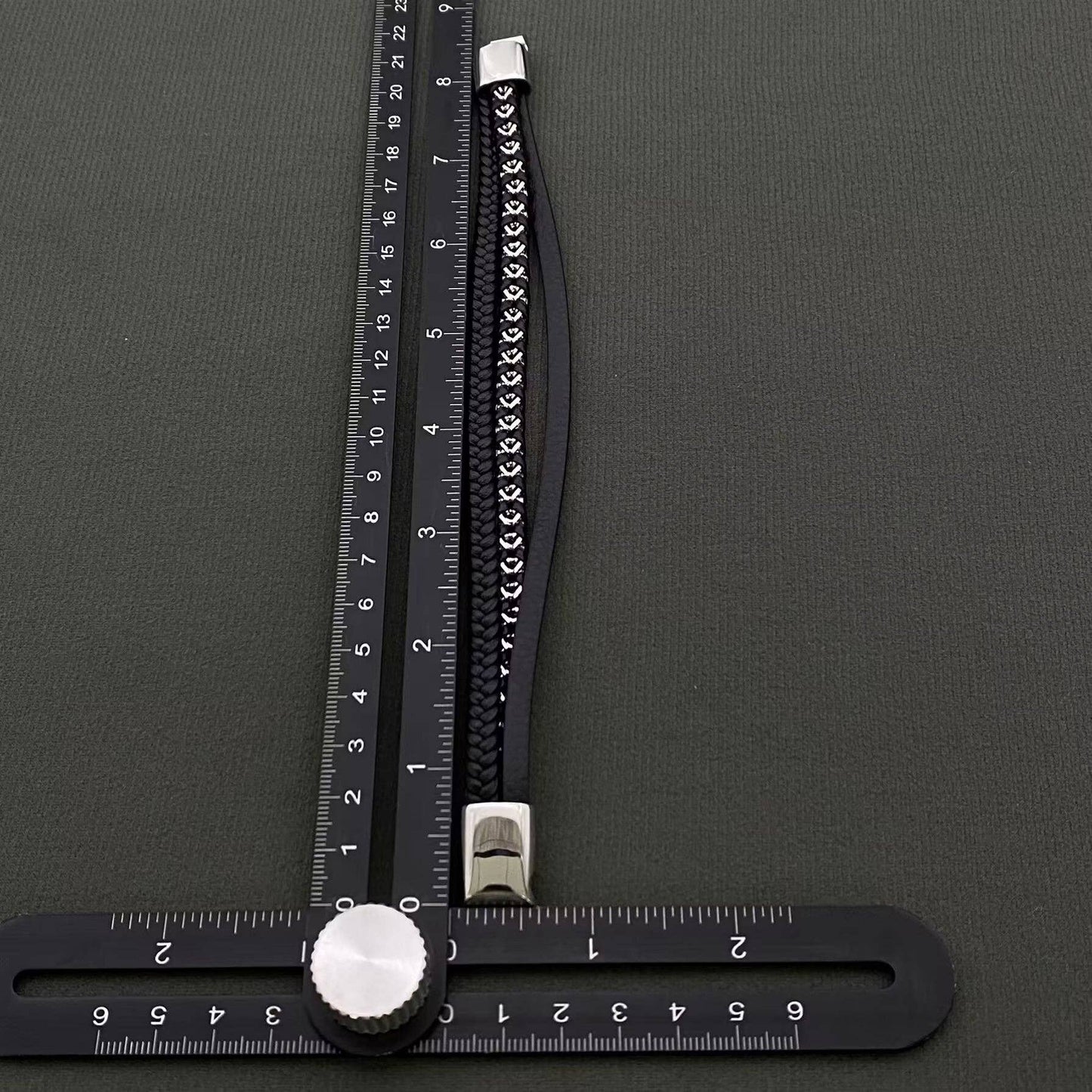 Men's Stainless Steel & Leather Woven Bracelet