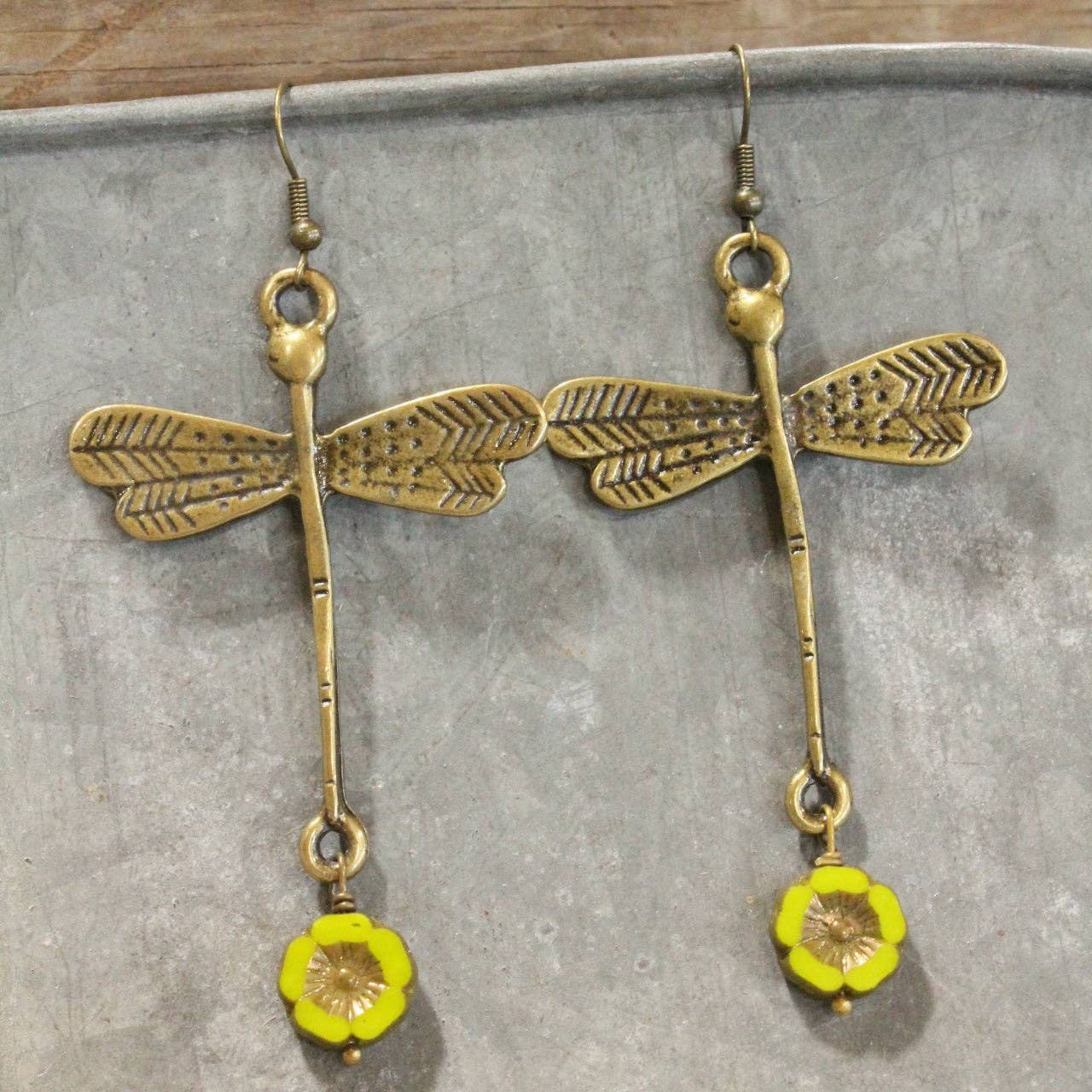 Sky Diving Dragonfly Dangle Drop Earrings