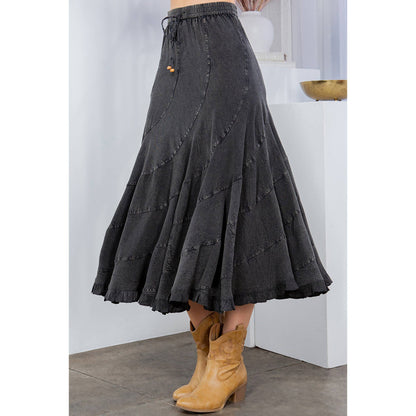 Boho Flair Mid-Length Skirt - Charcoal